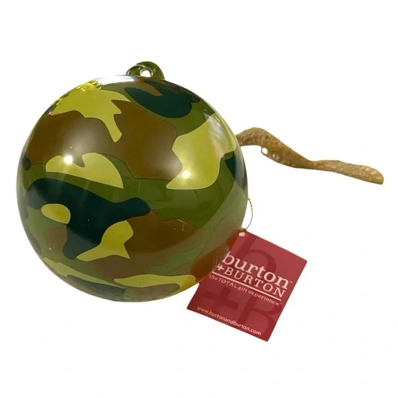 Burton+Burton Large Round “Bah Hum Bug” Camouflage Christmas Holiday Ornament - Picture 4 of 4